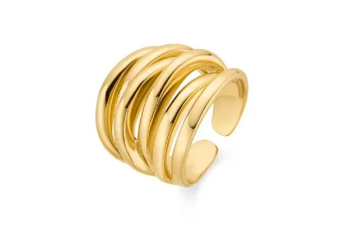 LUXENTER Vermixi Gold-Plated Sterling Silver Statement Ring for Women – Elegant Stackable Band