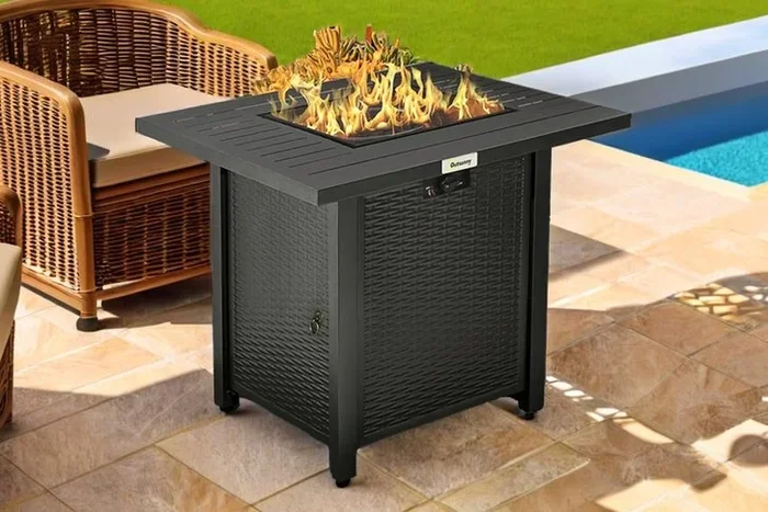 Luxurious Rattan-Style Firepit Table
