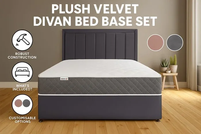 Luxurious Velvet Divan Bed Base Set – 5 Sizes, 2 Sophisticated Colours