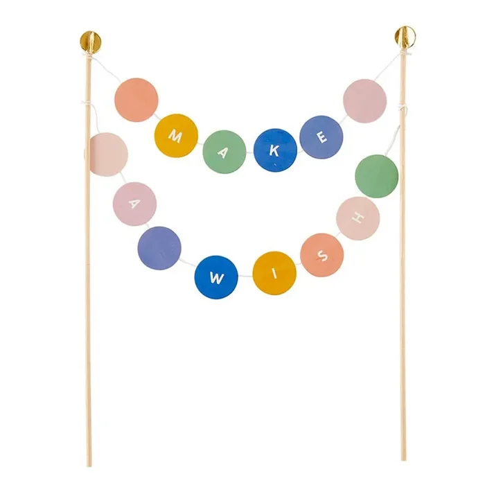 Make a Wish Garland Cake Topper Cake Decoration 6.75″ x 10″