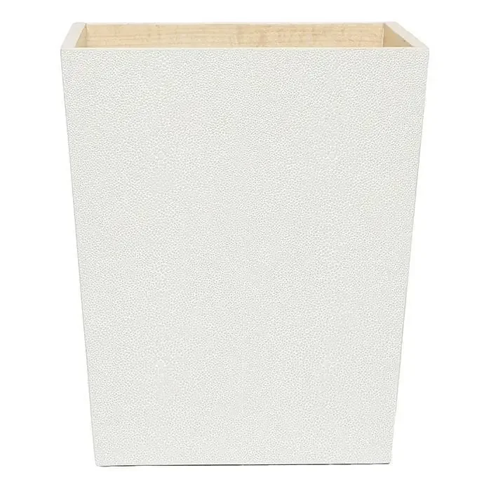 Manchester Faux Shagreen Square Waste Basket (Snow)