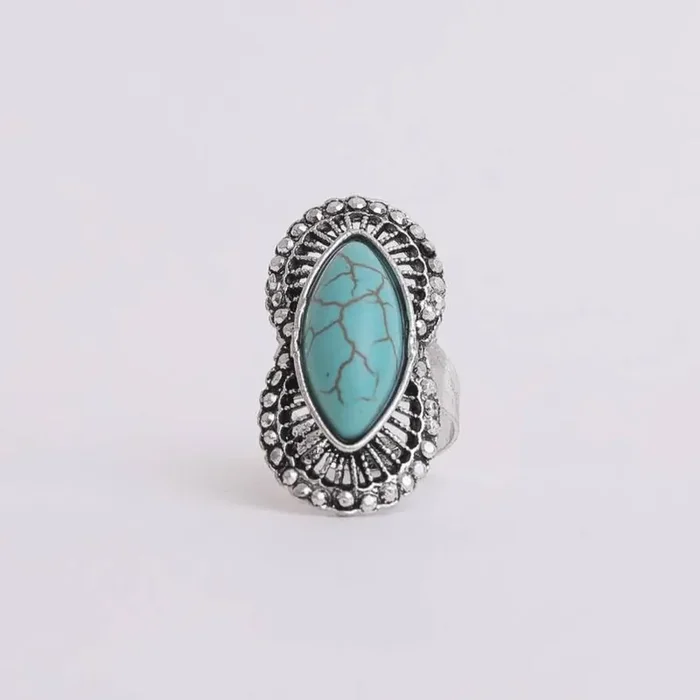 Marquise Western Adjustable Turquoise Ring Diamond Shaped Fashion Jewelry