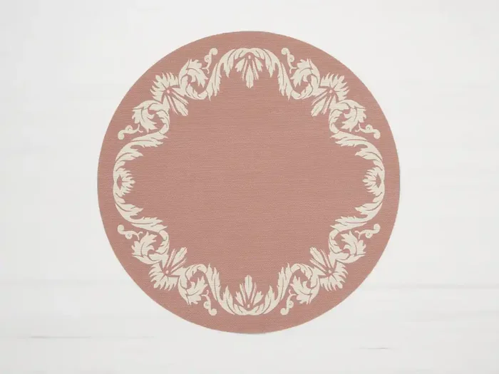 Martha Stewart x Chilewich Scroll 15″ Round Place Mats Set/4 (Burnt Coral)