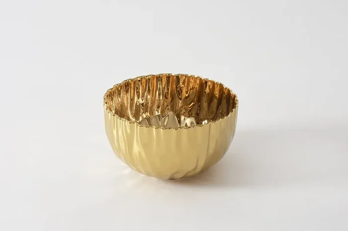 Medium Bowl in Mascali Bianca – Gold – Pampa Bay