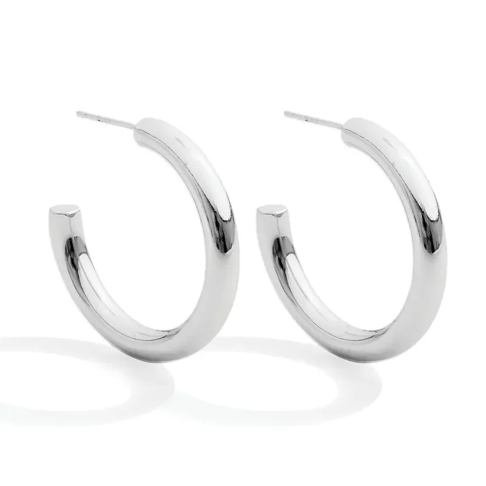 Medium thick silver hoop