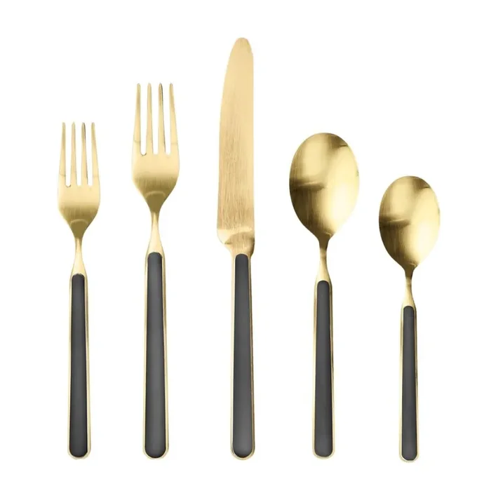 Mepra Fantasia Ice Oro Brushed Black 5-Piece Place Setting
