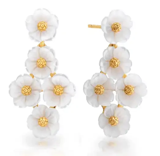 Mermaid Garden Floral Petite Post Drop Earrings – MOP/Gold – Capucine De Wulf
