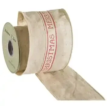Merry Christmas Linen Ribbon