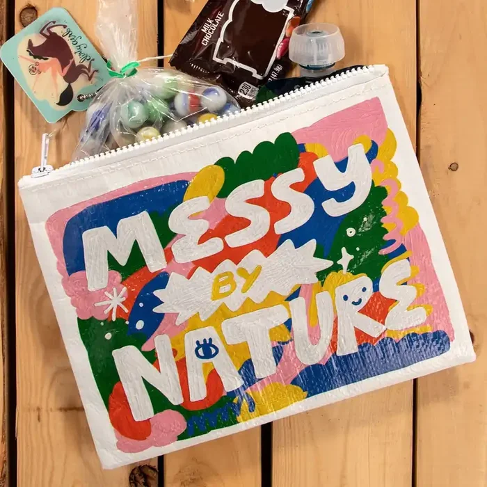 Messy By Nature Zipper Pouch Recycled Material Case Storage Organizer 7.25″ x 9.5″ BlueQ at GetBullish