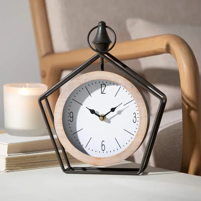 Metal Pentagon Desk Clock