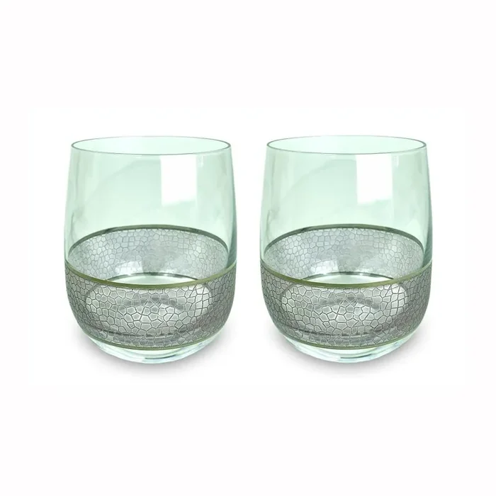 Michael Wainwright Panthera Platinum Double Old Fashioned Glasses, Set of 2