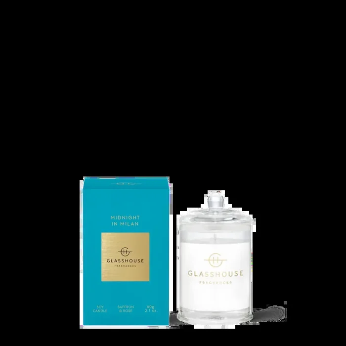 Midnight in Milan Saffron & Rose 2.1 oz. Candle Glasshouse