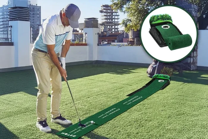 Mini Golf Mat with Adjustable Golf Putting Trainer