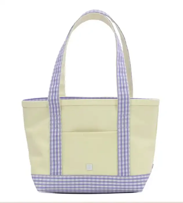 Mini Tote – Coated Canvas with Gingham Lilac Trim – TRVL Design