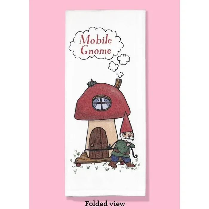 Mobile Gnome Dishtowel Funny Pun Cotton Hand Tea Dishcloth