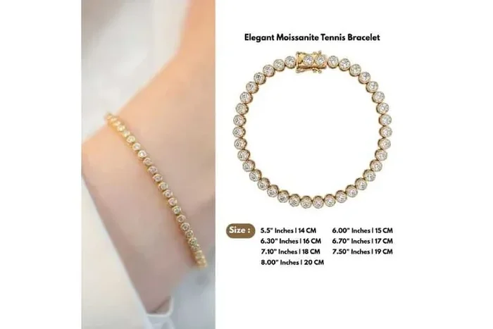 Moissanite Tennis Bracelet in 18K Gold Plated, Bezel Set, Minimalist Fine Jewellery