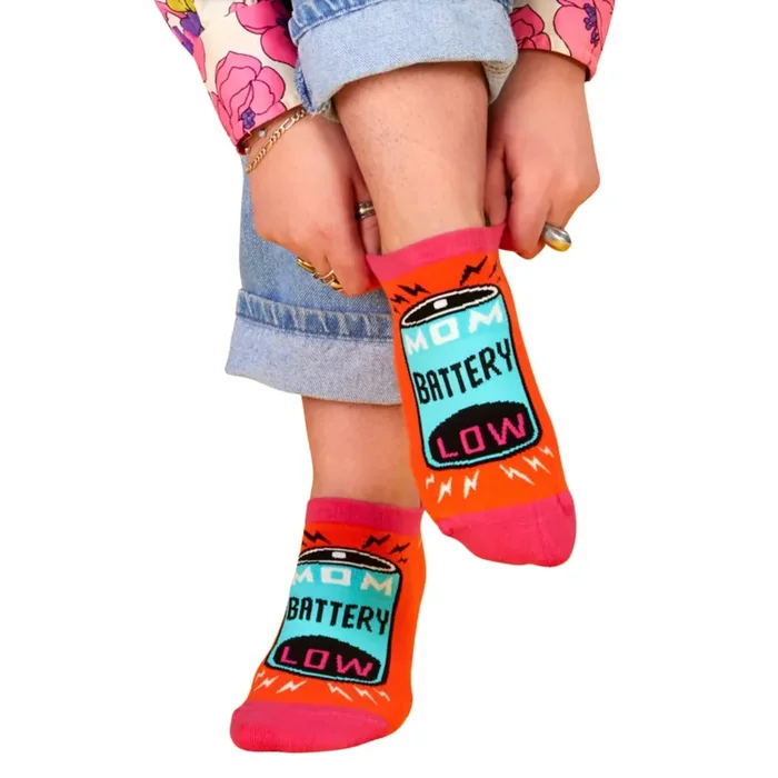Mom Battery Low Women‘s Sneaker Socks [2 Size Options] BlueQ at GetBullish