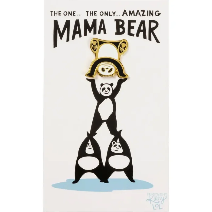 Mom Gift “Amazing Mama Bear” Panda Enamel Pin on Gift Card