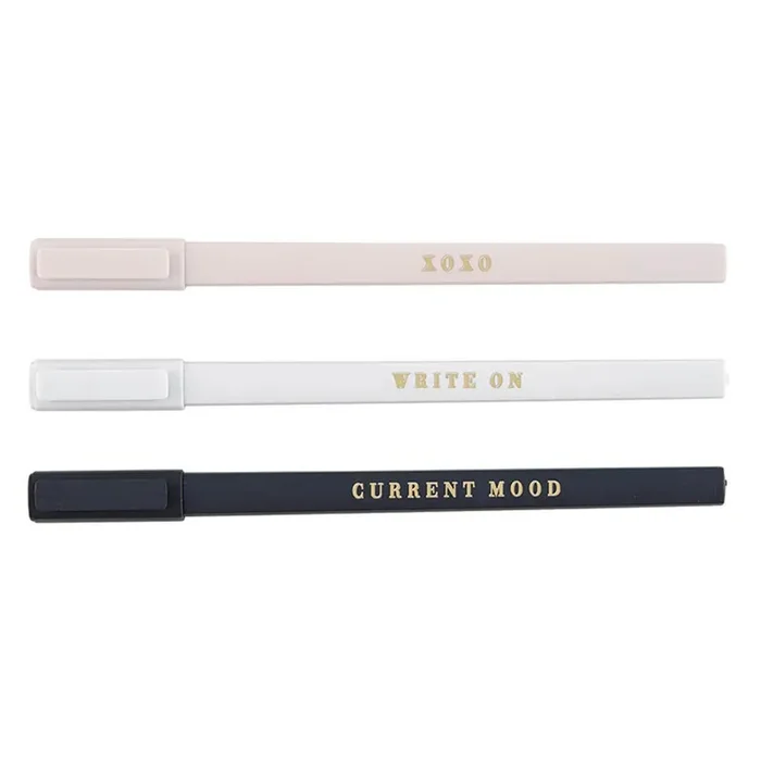 Mood Soft Touch Pen Set Set of 3 Giftable Pens in Box XOXO, Write On, Current Mood Refillable