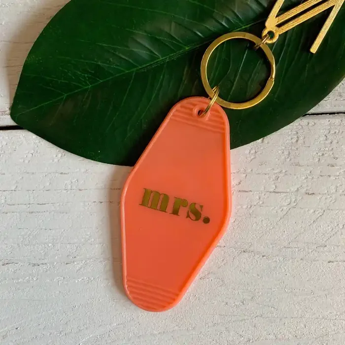 Mrs. Motel Key Tag Acrylic with Gold Hardware