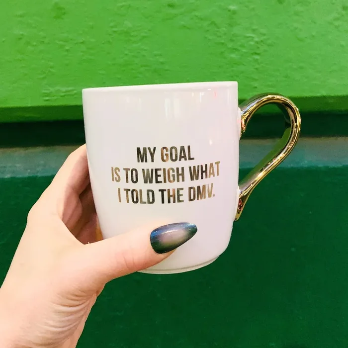 My Goal Is To Weigh Gold Handle Mug Stoneware Coffee Tea Cup 16oz