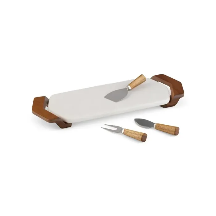 Nambe Chevron Cheese Tray with Knives