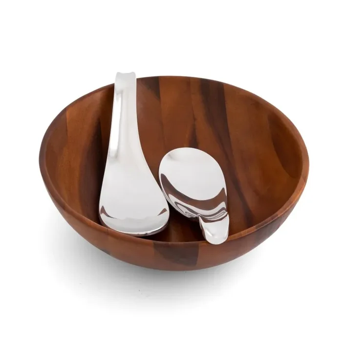 Nambe Yin Yang Salad Bowl with Servers