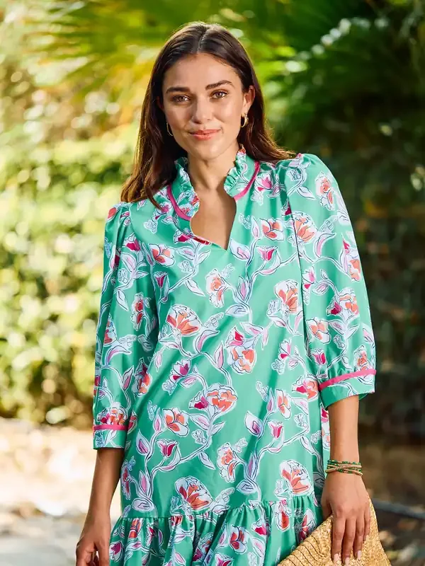 Naomi Dress Pretty Petals Green