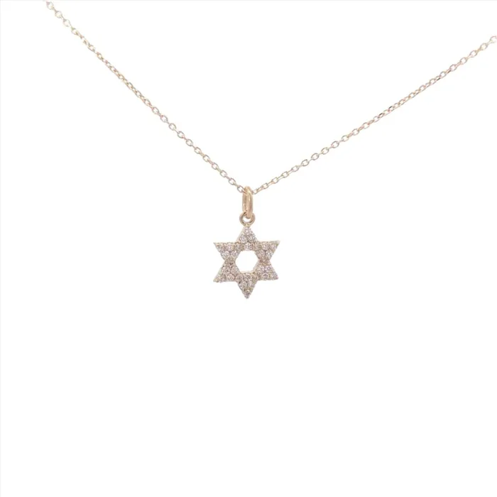 Necklace- 14k Yellow Gold Diamond Star of David Pendant-nemati