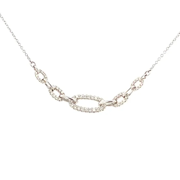 Necklace- 14kt wg pendant diamond 5 oval links