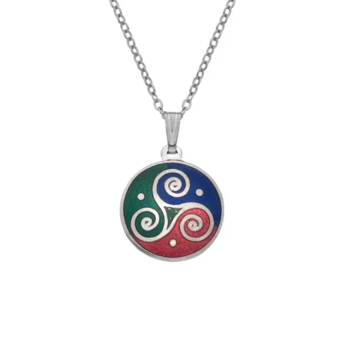 Necklace – Celtic Triskele Red, Green & Blue