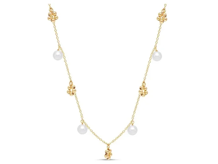 Necklace fresh water pearl & bead stations 14kt yellow gold – mastoloni