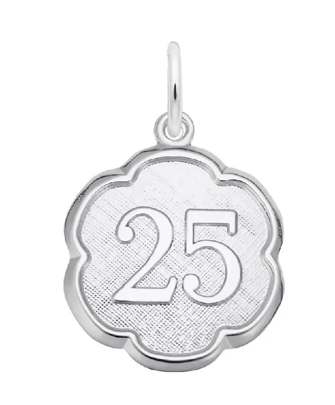 Number 25 Scalloped Disc Charm – Sterling Silver – Rembrandt Charms
