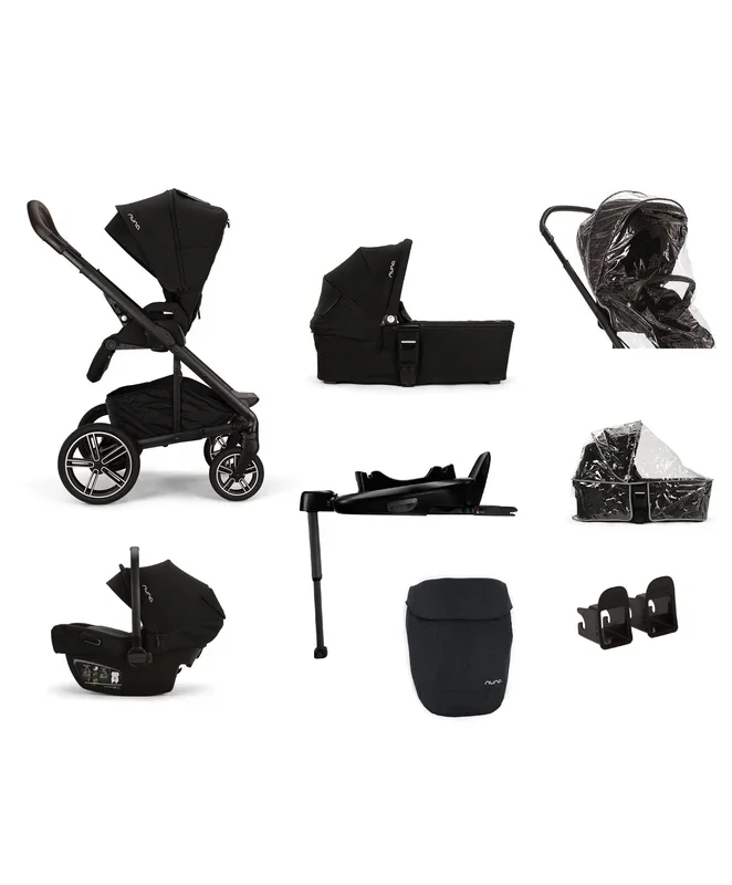 Nuna Mixx Next Pushchair 5 Piece Travel Bundle with PIPA Next Car Seat & Base – Caviar