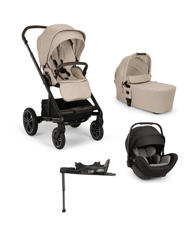 Nuna MIXX Next Pushchair Bundle with ARRA Flex Car Seat & BASE Curv Base – Biscotti