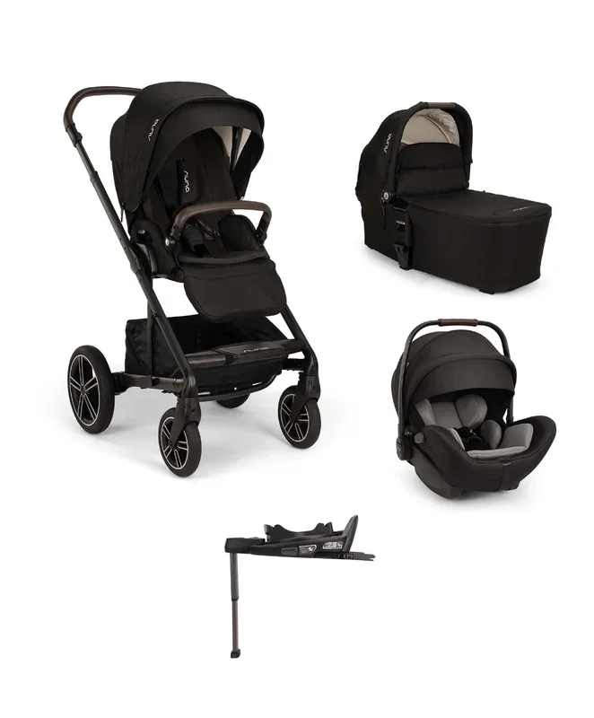 Nuna MIXX Next Pushchair Bundle with ARRA Flex Car Seat & BASE Curv Base – Caviar