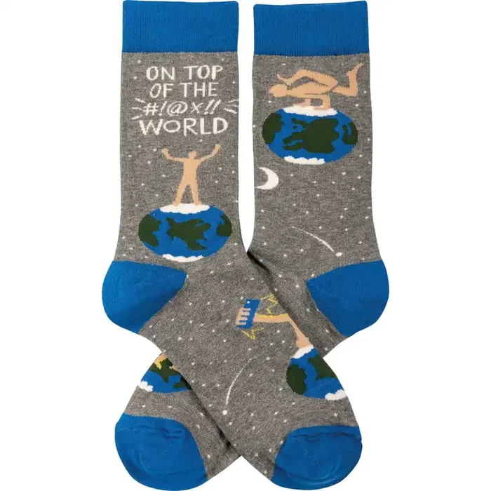 On Top Of The World Funny Novelty Socks with Nude Figure Unisex