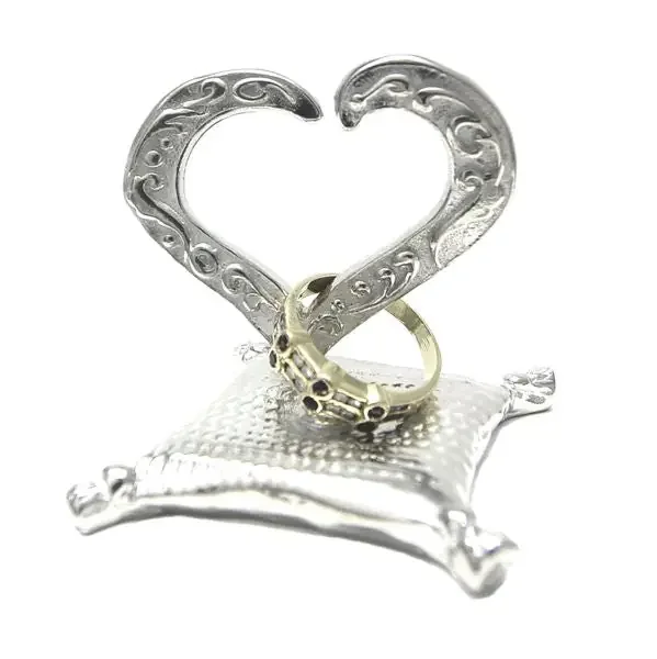 Open Heart on Pillow Pewter Ring Holder