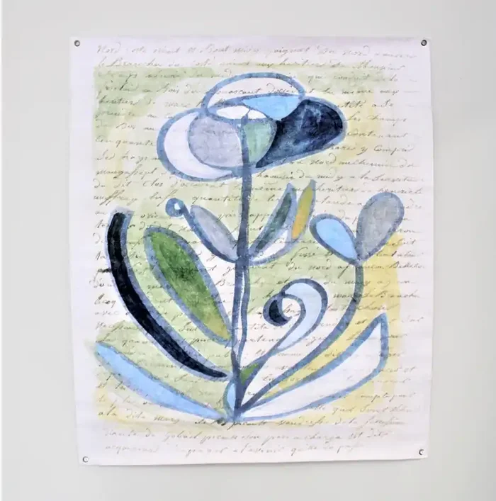 Paper Art Abstract Blue & Green Floral