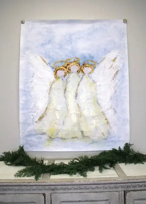 Paper Art Angel Trio with Gold and Glitter Finish