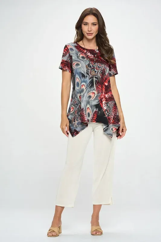 Peacock Handkerchief Hem Top