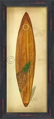 Pineapple Surfboard Framed Print 13″ x 26″