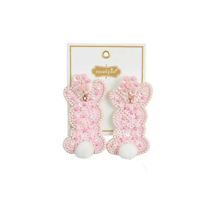 Pink Bunny Beaded Earrings