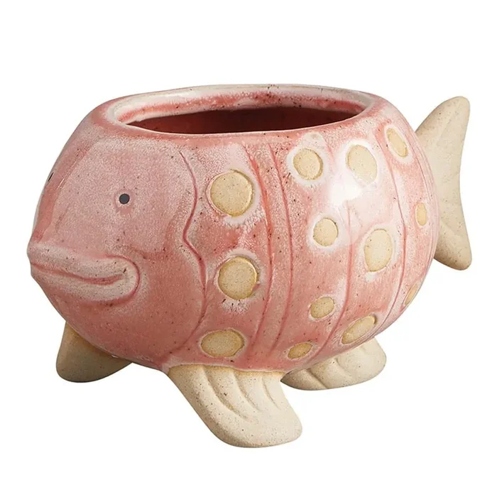 Pink Fish Mini Planter Pot Tropical Shaped Fish Pot 5″ x 3″