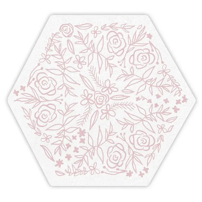 Pink Flowers Hexagon Shaped Die Cut Party/Beverage/Cocktail Napkins