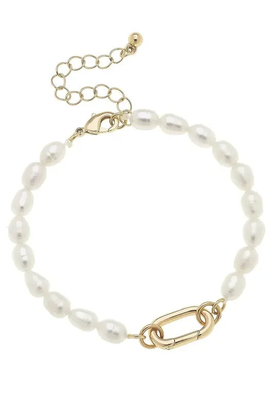 Piper Freshwater Pearl Charm Bracelet Base in Ivory