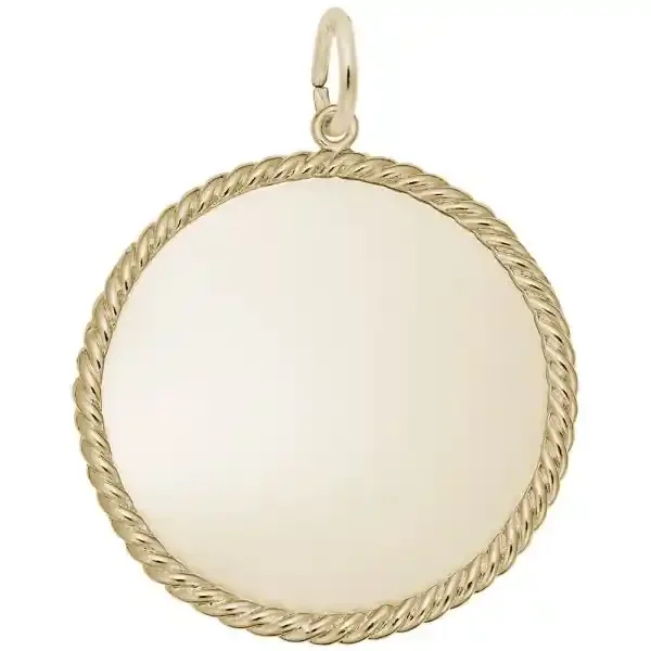 Plain Extra Large Round Rope Disc Charm – Gold Plated – Rembrandt Charms
