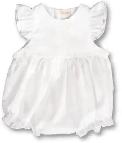 Plain White Ruffled Girls Angel Sleeve Bubble – Rosalina
