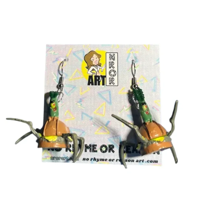 Plankton Stealing the Krabby Patty Earrings Funny Spongebob Squarepants