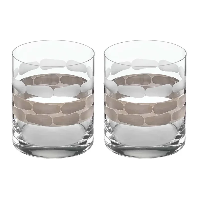 Platinum Double Old Fashion Glasses, Set of 2